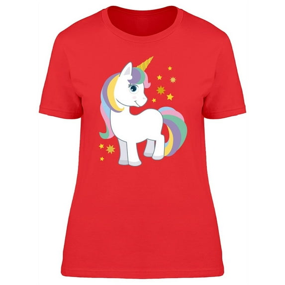 Cute Unicorn Cartoon T-Shirt Women -Image by Shutterstock, Female Large