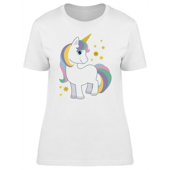 Cute Unicorn Cartoon T-Shirt Women -Image by Shutterstock, Female Medium