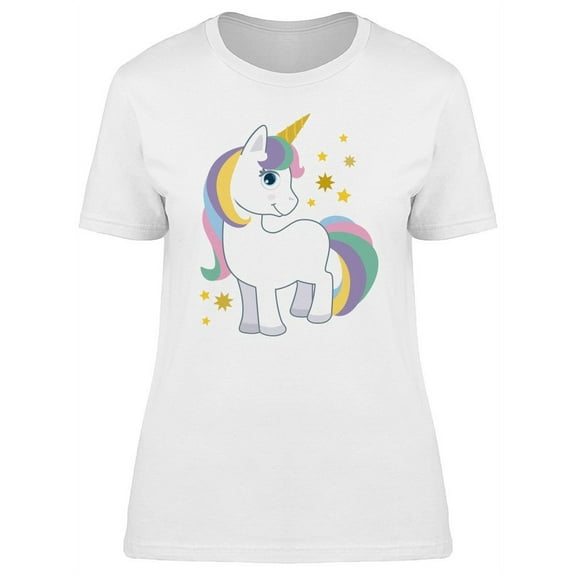 Cute Unicorn Cartoon T-Shirt Women -Image by Shutterstock, Female XX-Large