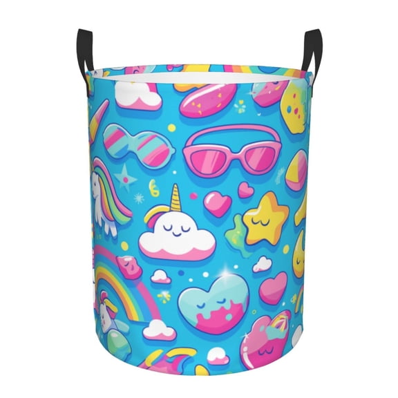 Cute Unicorn Clouds Laundry Hamper Small Storage Basket/Toy Organizer/Dirty Clothes Bucket