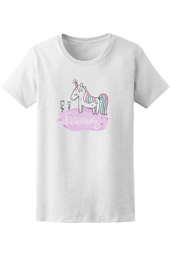 Cute Unicorn Dreams Quote Tee Women's -Image by Shutterstock