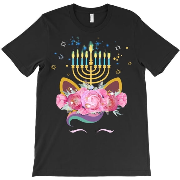 Cute Unicorn Face Funny Hanukkah Gift Jewish Holiday Magical Creature - Viral Tee H13580 T-Shirt, for Men and Women, Up to Size 5XL