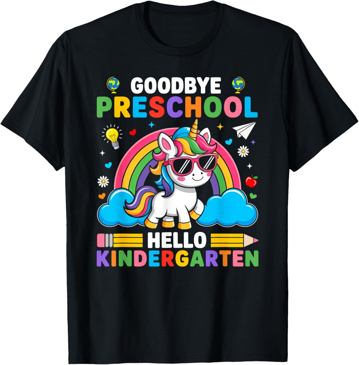 Cute Unicorn Goodbye Preschool Hello Kindergarten Graduation T-Shirt ...