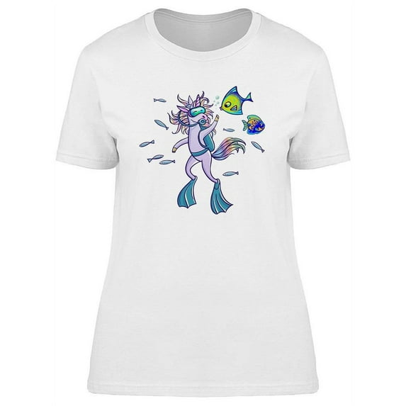 Cute Unicorn In A Diving Suit T-Shirt Women -Image by Shutterstock, Female x-Large