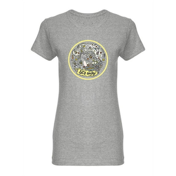 Cute Unicorn Let's Enjoy Shaped T-Shirt Women -Image by Shutterstock, Female Large