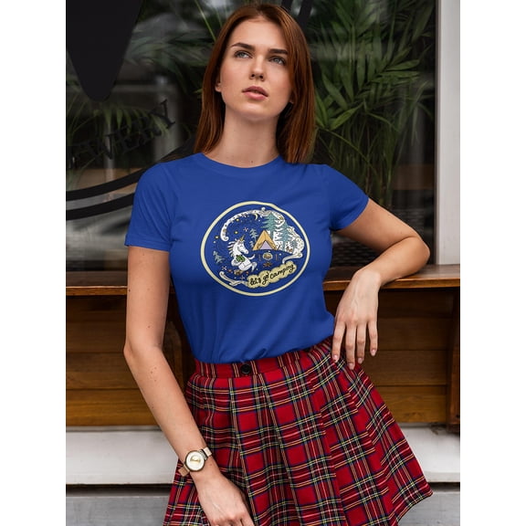 Cute Unicorn Let's Go Camping Shaped T-Shirt Women -Image by Shutterstock, Female Medium