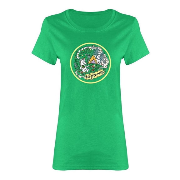 Cute Unicorn Let's Go Camping Shaped T-Shirt Women -Image by Shutterstock, Female Small