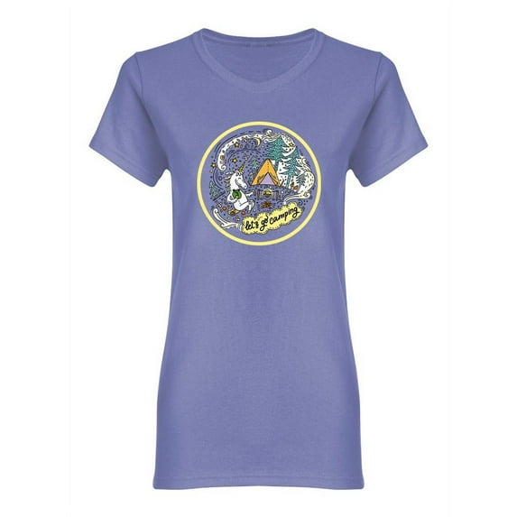 Cute Unicorn Let's Go Camping Shaped T-Shirt Women -Image by Shutterstock, Female Small