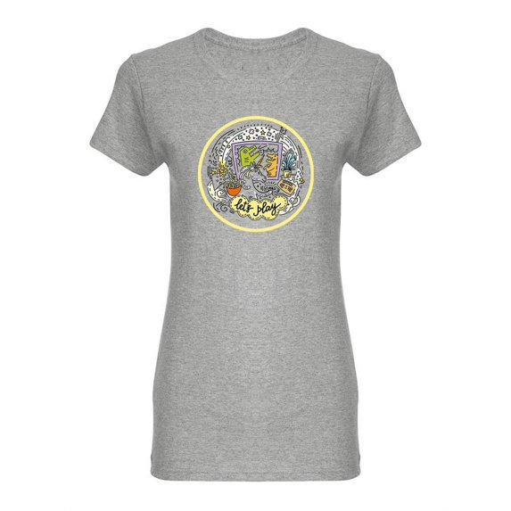 Cute Unicorn Let's Play Shaped T-Shirt Women -Image by Shutterstock, Female Medium