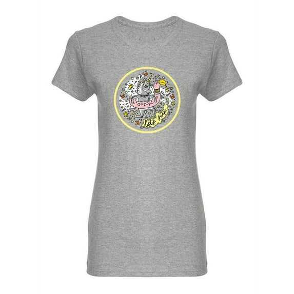 Cute Unicorn Let's Swim Shaped T-Shirt Women -Image by Shutterstock, Female Small