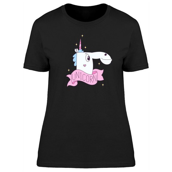 Cute Unicorn Lovely Doodle T-Shirt Women -Image by Shutterstock, Female Small