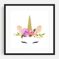 thumbnail image 1 of Cute Unicorn, Magical Unicorn, Fairy Tale, Girl Nursery - Illustration Watercolor Floral Fantasy Whimsical Black Framed Wall Art Print 20 x 20 inches, 1 of 3