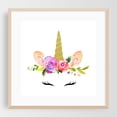 thumbnail image 1 of Cute Unicorn, Magical Unicorn, Fairy Tale, Girl Nursery - Illustration Watercolor Floral Fantasy Whimsical Oak Framed Wall Art Print 16 x 16 inches, 1 of 8