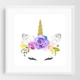 thumbnail image 1 of Cute Unicorn, Magical Unicorn, Fairy Tale, Girl Nursery - Illustration Watercolor Floral Fantasy Whimsical Pastel White Framed Wall Art Print 12 x 12 inches, 1 of 3