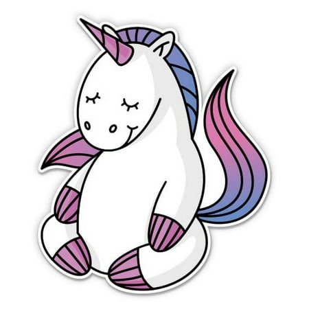 Cute Unicorn Meditating Breathing Relaxing - 5" Vinyl Sticker - For Car Laptop I-Pad - Waterproof Decal
