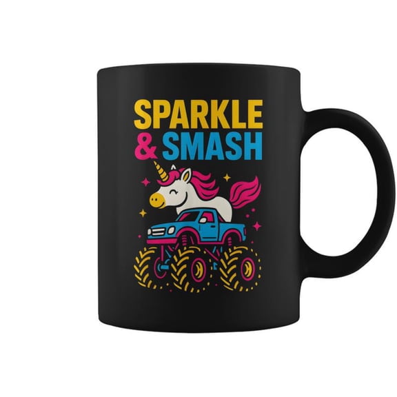 Cute Unicorn Monster Truck Sparkle Smash Girls Cute Coffee Mugs