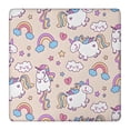 thumbnail image 1 of Cute Unicorn Rainbow Cloud Pattern Square Fitted Tablecloth with Elastic Edge,Square Table Cover,Washable Elastic Table Cover for Home Kitchen Party Decor 36"x36", 1 of 6