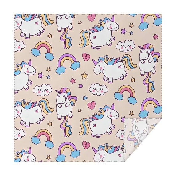 Cute Unicorn Rainbow Cloud Pattern Square Tablecloth,Waterproof Square Table Cover,Wipeable Spillproof Washable Table Cover for Home Kitchen Party Decor 52"x52"(132x132cm)