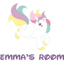 Cute Unicorn Rainbow Colorful Tail Customized Wall Decal - Custom Vinyl Wall Art - Personalized Name - Baby Girls Boys Kids Bedroom Wall Decal Room Decor Wall Stickers Decoration Size (40x40 inch)