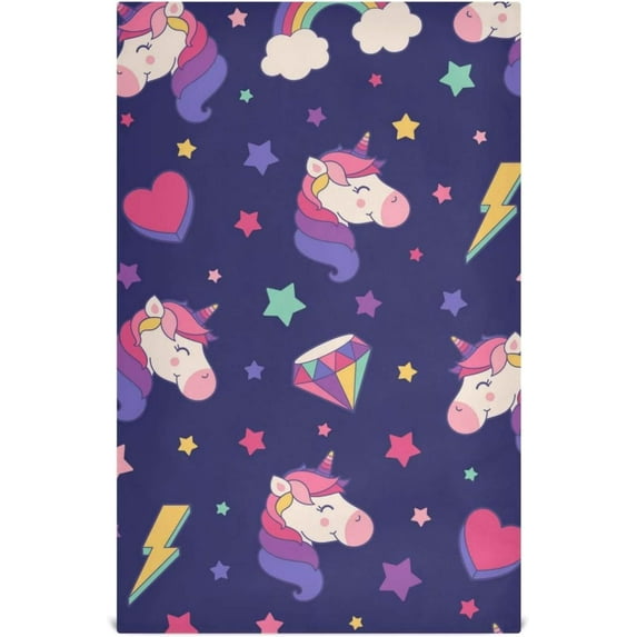 Cute Unicorn Rainbow Diamond Dish Towels Set of 6, Heart Star Washable Tea Towels Dishcloths Lint-Free 18x28 Inch Fast Drying for Kitchen Restaurant Bar Clean