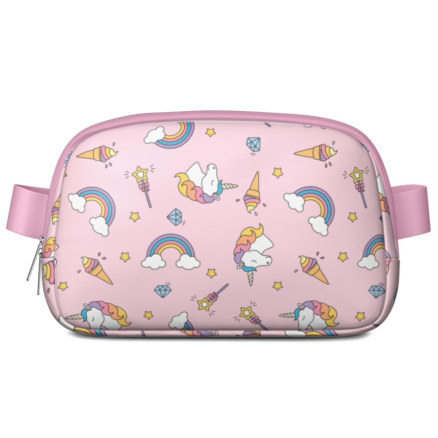 Cute Unicorn Sling Bag for Women – Rainbow Cartoon Pattern Belt Bag with Durable Buckle, Water-Resistant Fabric, and Organized Compartments