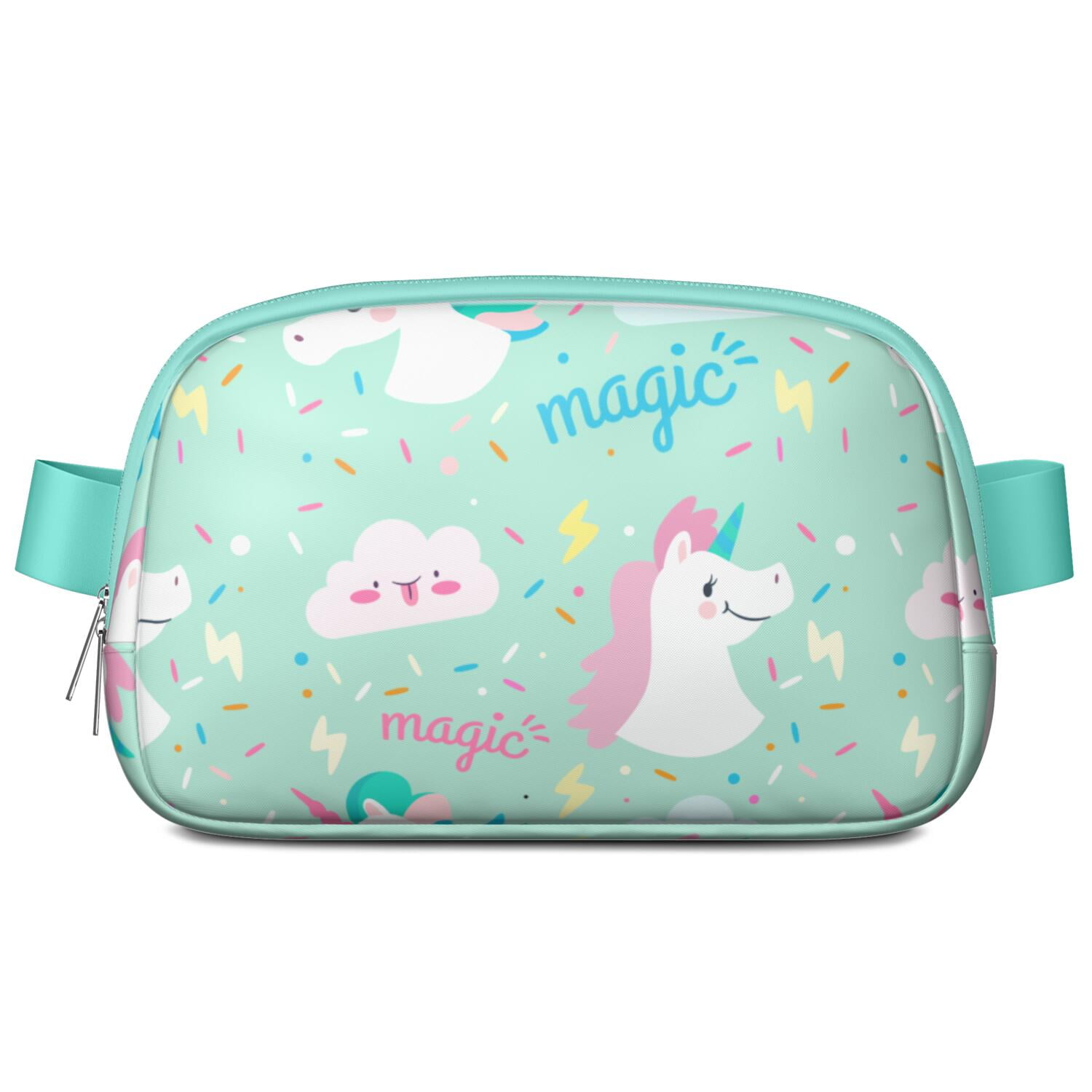 Cute Unicorn Sling Bag for Women – Rainbow Cartoon Pattern Belt Bag with Durable Buckle, Water-Resistant Fabric, and Organized Compartments