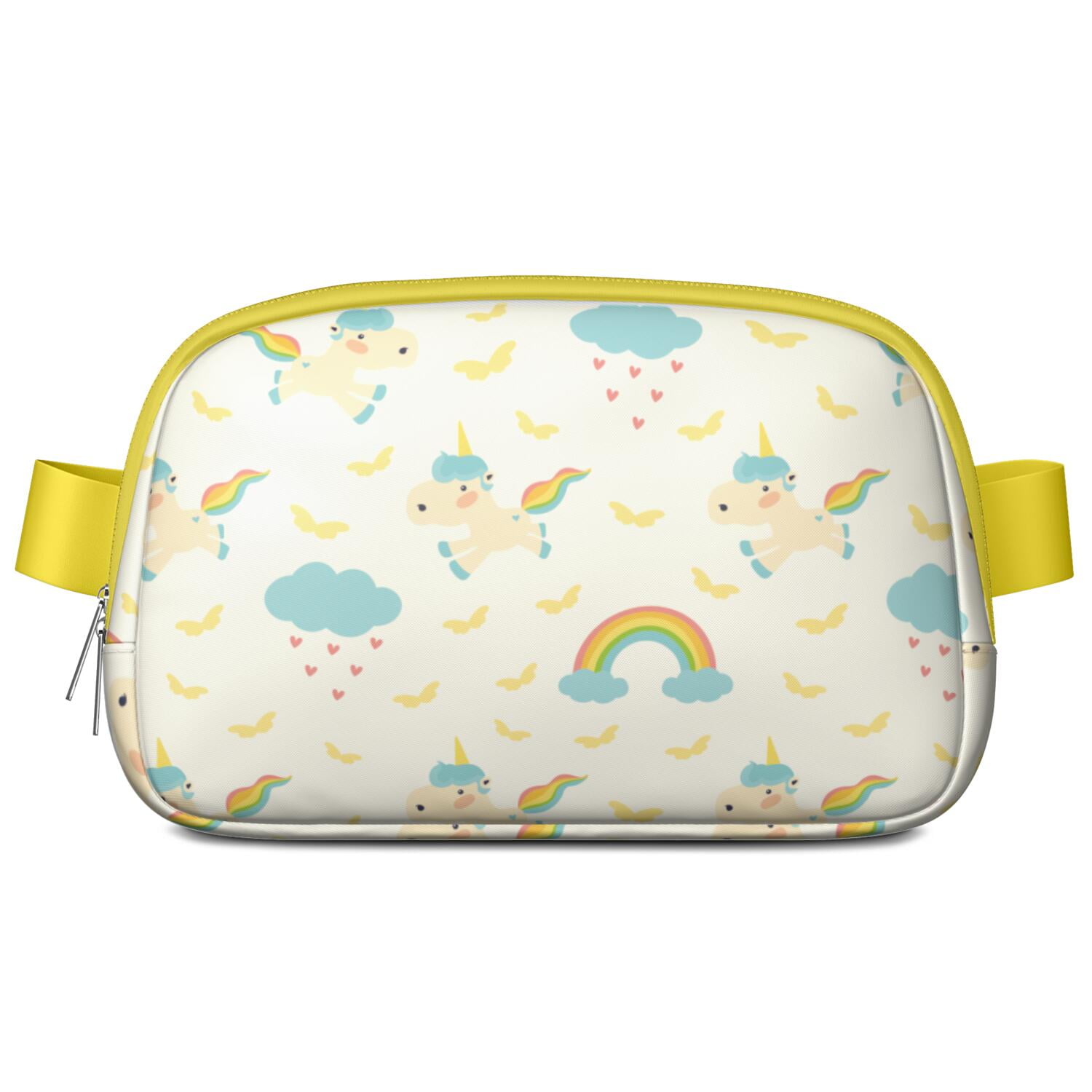 Cute Unicorn Sling Bag for Women – Rainbow Cartoon Pattern Belt Bag with Durable Buckle, Water-Resistant Fabric, and Organized Compartments