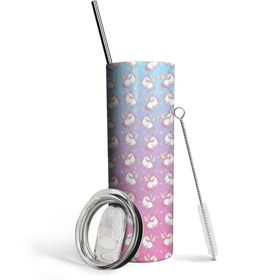 Cute Unicorn Tumbler with Lid and Straw, Unicorn Coffee Travel Mug for Girls Unicorn Cup Insulated Tumbler 20oz Double Wall Water Bottle Unicorn Gifts for Birthday Christmas