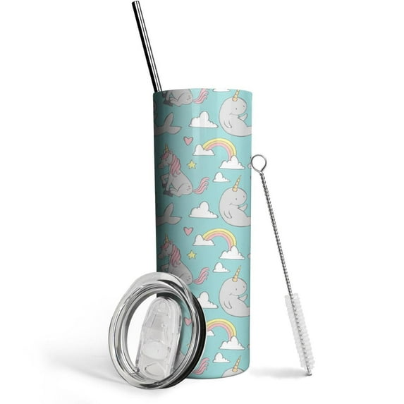Cute Unicorn Tumbler with Lid and Straw, Unicorn Coffee Travel Mug for Girls Unicorn Cup Insulated Tumbler 20oz Double Wall Water Bottle Unicorn Gifts for Birthday Christmas