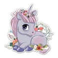 thumbnail image 1 of Cute Unicorn With Flowers Pretty - 3" Vinyl Sticker - For Car Laptop Water Bottle Phone - Waterproof Decal, 1 of 1