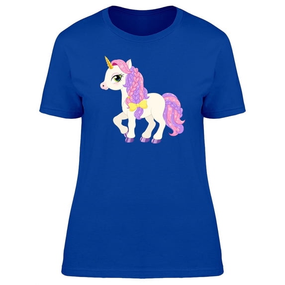 Cute Unicorn With Yellow Bowtie T-Shirt Women -Image by Shutterstock, Female Medium