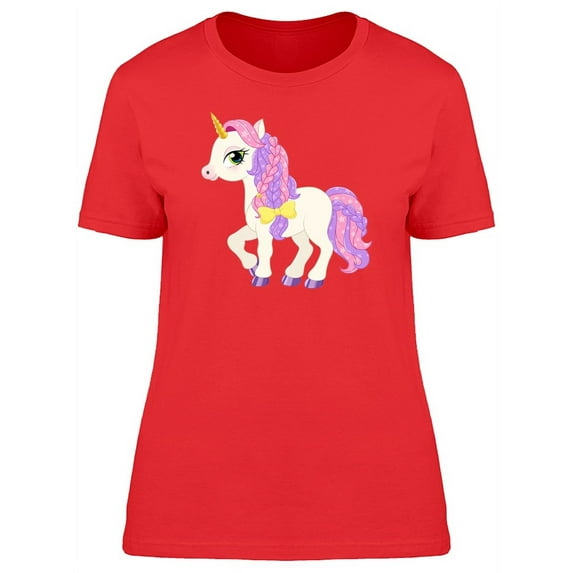 Cute Unicorn With Yellow Bowtie T-Shirt Women -Image by Shutterstock, Female Medium