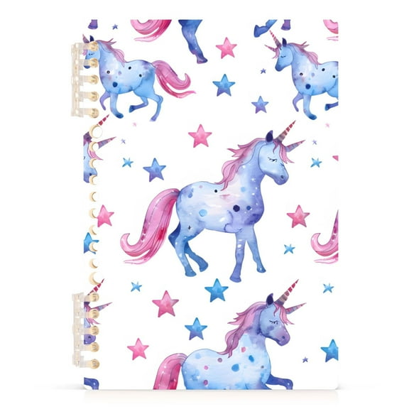 Cute Unicorn and Stars Spiral Journal Notebook College Ruled Notebook 8.3" x 5.7" A5 Lined Thick Paper Page
