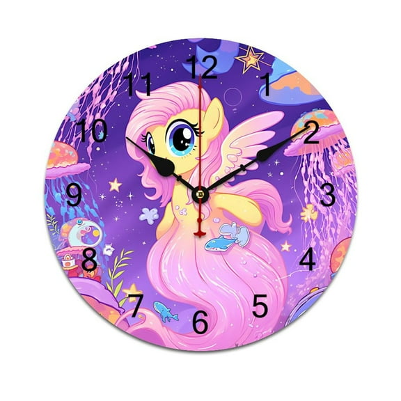 Cute Unicorn with Rainbow Time Decorative Wall Clocks Round Large Wall Watch Bedroom Home Decor 10 12 14 Inch