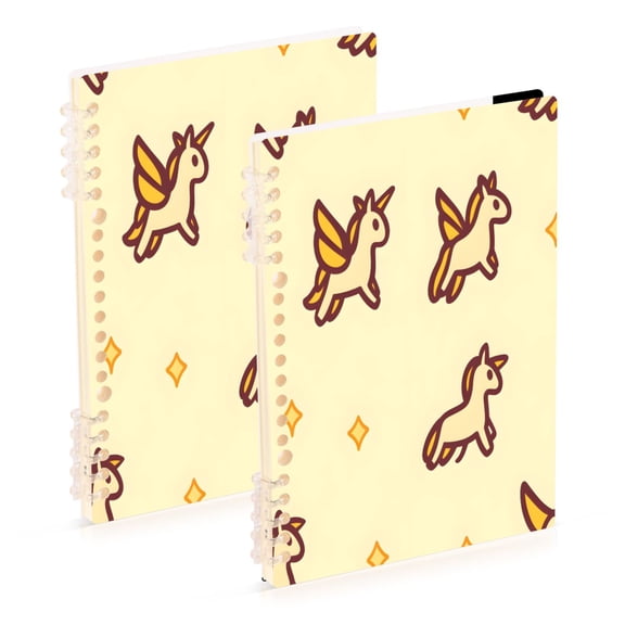 Cute Unicorns 2-Piece A5 PP Notebooks, Adjustable Rings, 80g Paper, Diary Set