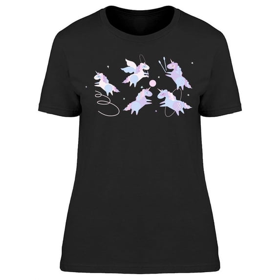 Cute Unicorns Doing Gymnastics T-Shirt Women -Image by Shutterstock, Female Small