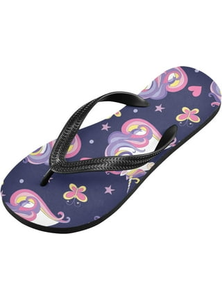 unicorn Black Color Girl summer Flip Flop Slippers 