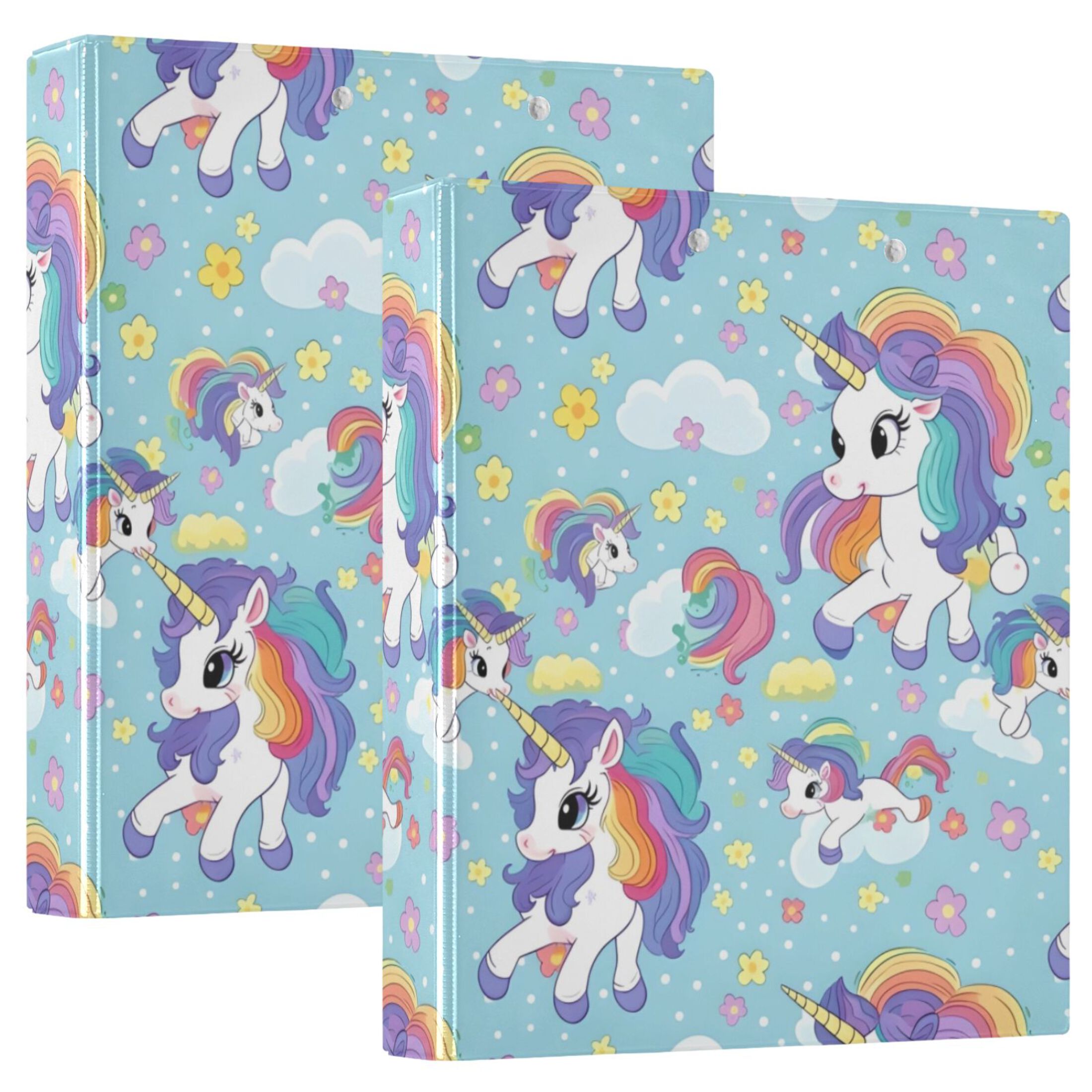Cute Unicorns Hardcover 3 Ring Binder 1.5 inch Round Rings with