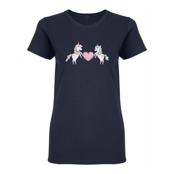 Cute Unicorns With Huge Heart Shaped T-Shirt Women -Image by Shutterstock, Female Small