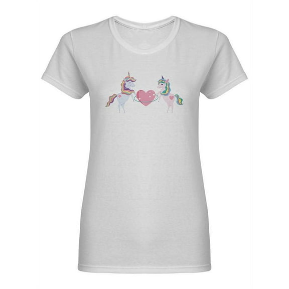Cute Unicorns With Huge Heart Shaped T-Shirt Women -Image by Shutterstock, Female XX-Large