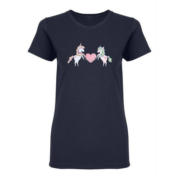Cute Unicorns With Huge Heart Shaped T-Shirt Women -Image by Shutterstock, Female x-Large
