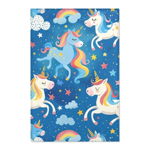 Cute Unicorns and Rainbows Area Rug