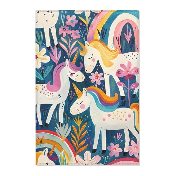 Cute Unicorns and Rainbows Area Rug