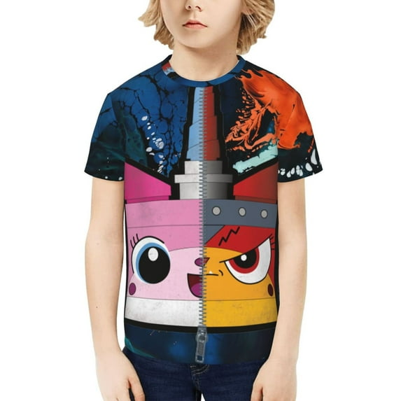 Cute Unikitty Youth Kids Fashion T-Shirt Graphic Short Sleeve Shirt Tees Teenage T-Shirt For Boy Girl