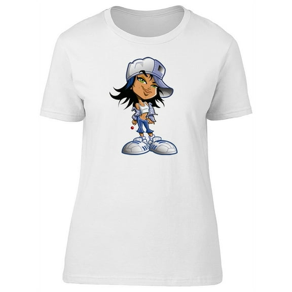 Cute Urban Hip Hop Girl Cartoon T-Shirt Women -Image by Shutterstock, Female Large