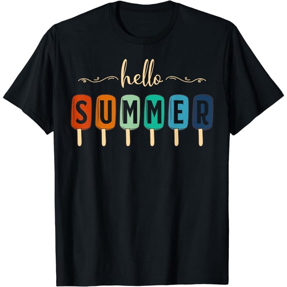 Cute Vacation Hello Summer Ice Cream PopsicleT-Shirt