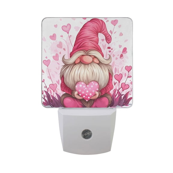 Cute Valentine Gnome with Heart Cartoon LED Night Light with Smart Sensor Plug Into Wall Dusk to Dawn 2 packs