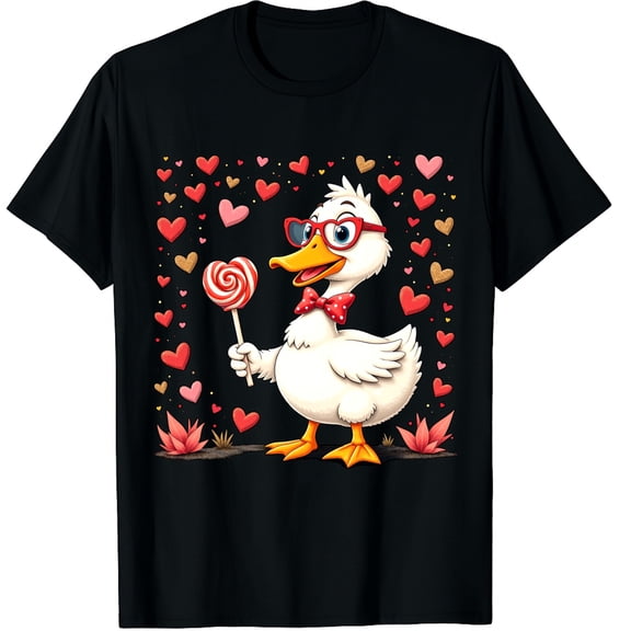 Cute Valentine Goose Coquette Funny Silly Goose Graphic Crew Neck Short Sleeve T-Shirts (Men's, Women's)