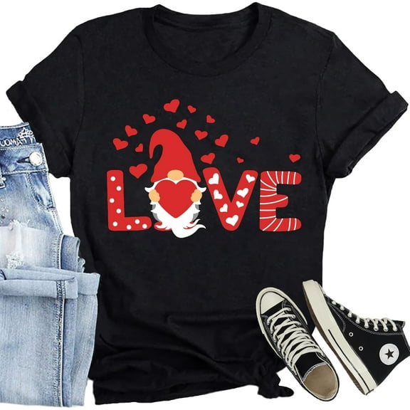 Cute Valentine Shirt Women Funny Love Graphic T-Shirt