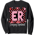 thumbnail image 1 of Cute Valentine's Day ER Sweatshirt for Nurses with Heart Design and Checkered Pattern, 1 of 5